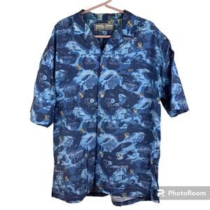M.E. Sport Vintage Hawaiian Sail Boat Button Up Shirt Mens Sz XL